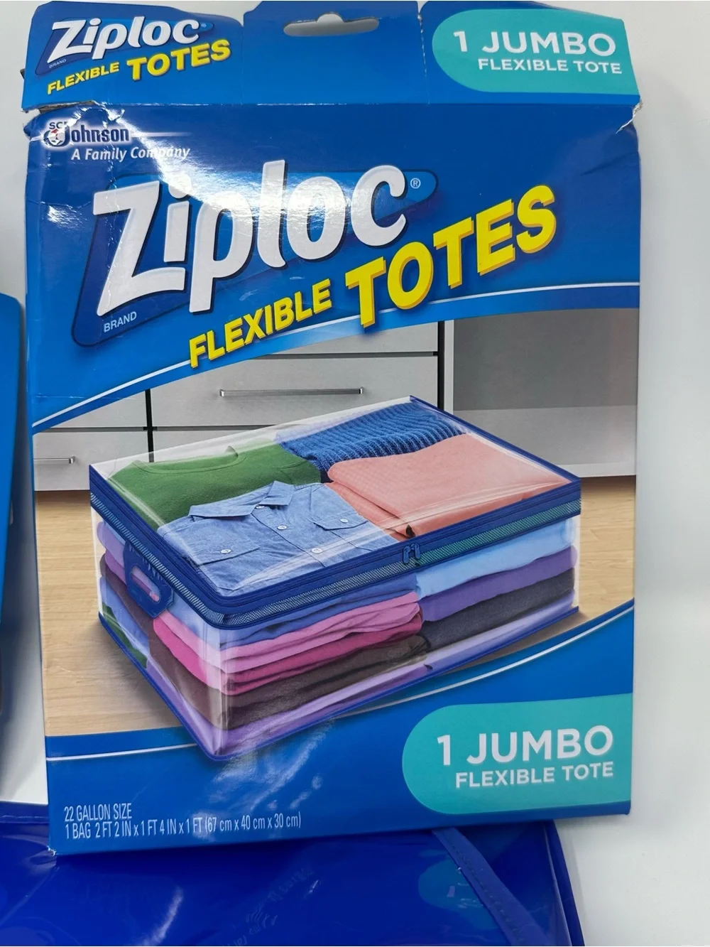 Set of Two Ziploc Flexible Totes Jumbo Reusable Storage Tote New open box, RARE